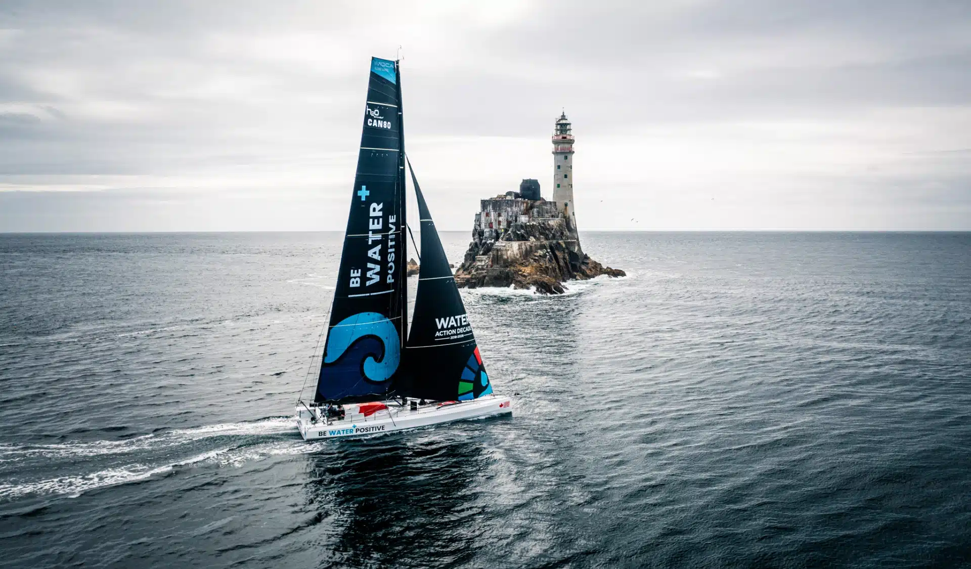 Canada Ocean Racing Be Water Positive boat sailing lighthouse